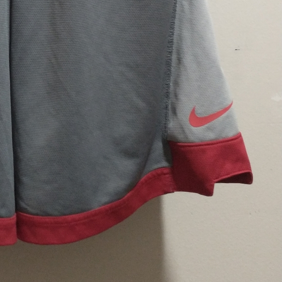 (L) Grey with Red Trim Nike Basketball Shorts - Picture 2 of 12